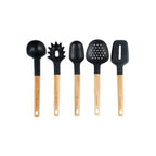 Sève - Juego de 6 utensilios de cocina - Acero inoxidable y madera de acacia - Plata / Madera
