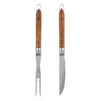 Sève - Set 2 Ustensiles Barbecue Couteau + Fourchette - Acier Et Bois D'Acacia - Argenté / Bois