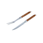 Sève - Set de 2 utensilios para barbacoa cuchillo + tenedor - Acero y madera de acacia - Plata / Madera