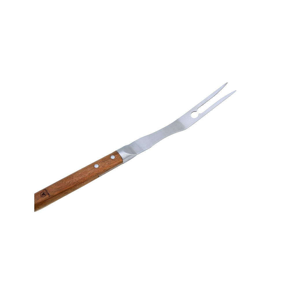 Sève - Set de 2 utensilios para barbacoa cuchillo + tenedor - Acero y madera de acacia - Plata / Madera