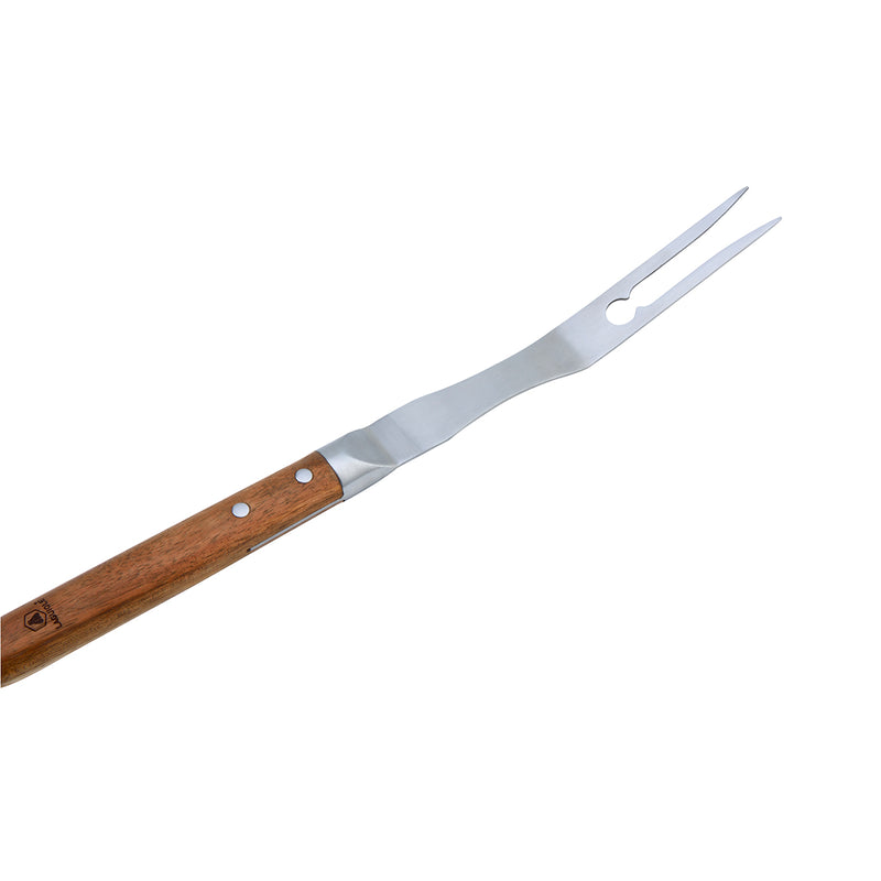 Set 2 Ustensiles Barbecue Couteau + Fourchette 'Sève' - Argenté / Bois