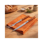 Sève - Set de 2 utensilios para barbacoa cuchillo + tenedor - Acero y madera de acacia - Plata / Madera