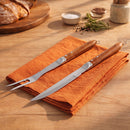 Set 2 Ustensiles Barbecue Couteau + Fourchette 'Sève' - Argenté / Bois