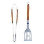 Sève - Set 2 Ustensiles Barbecue Spatule + Pince - Acier Et Bois D'Acacia - Argenté / Bois