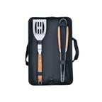 Sève - Juego de 2 utensilios para barbacoa Espátula + Pinzas - Acero y madera de acacia - Plata / Madera