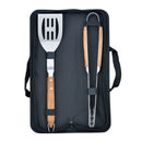 Set 2 Ustensiles Barbecue Spatule + Pince 'Sève' - Argenté / Bois