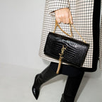 Saint Laurent - Bolso Kate Medium De Piel Con Grabado De Cocodrilo Y Borla - Mujeres - Negro