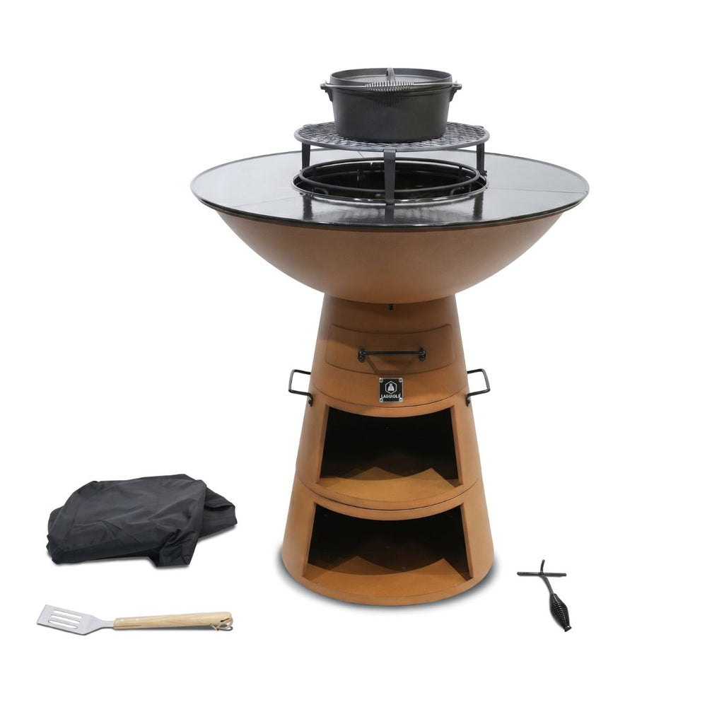 Brasero Avec Accessoires Et Housse De Protection - Métal - Bronze