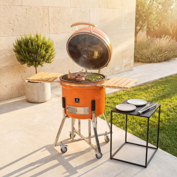 Barbecue Kamado Avec Housse De Protection - Acier - Orange