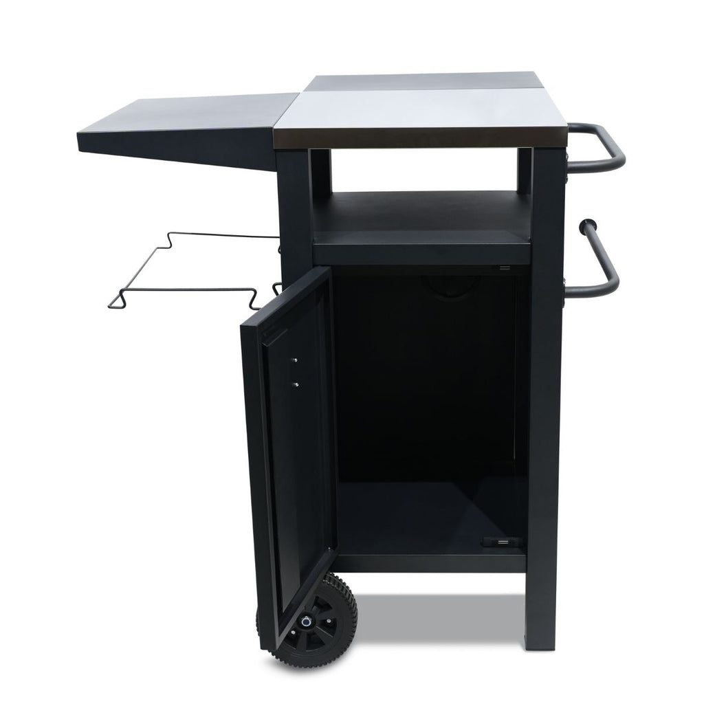 Chariot De Barbecue Avec Rangement Et Housse De Protection - Inox Et Plastique - Noir