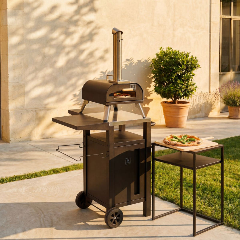 Chariot De Barbecue Avec Rangement Et Housse De Protection - Inox Et Plastique - Noir