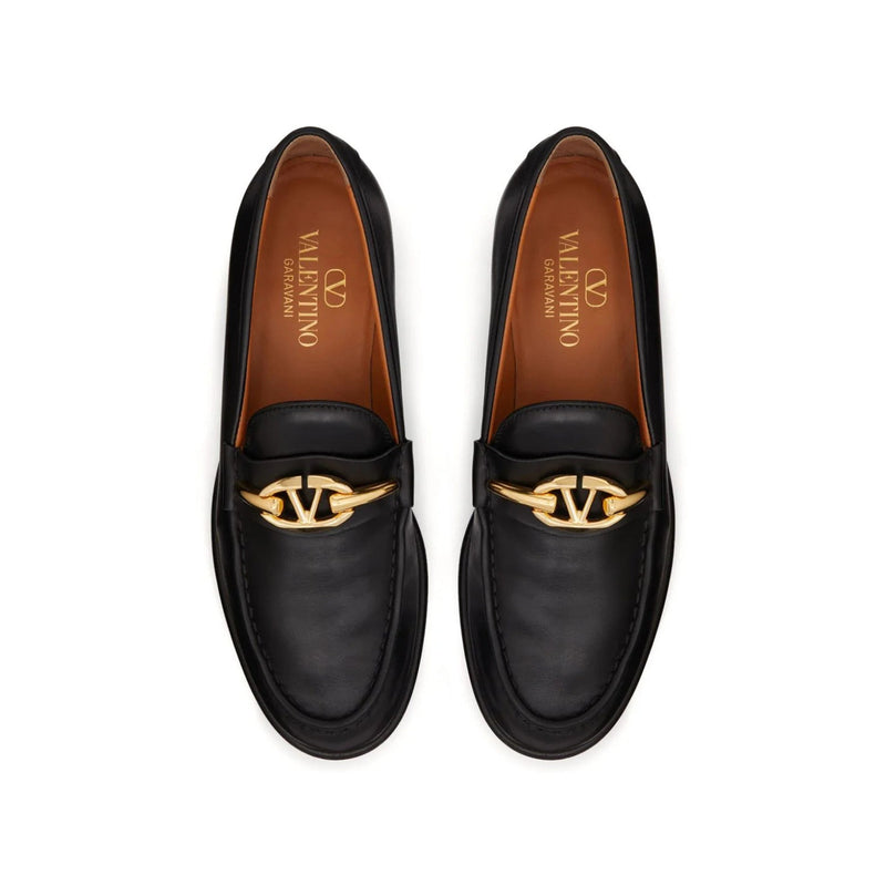 Mocassins - Valentino Garavani V-Logo Moon Leather - Black
