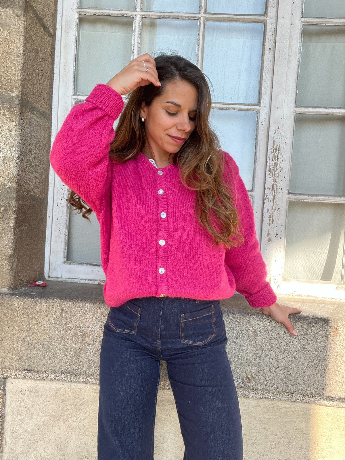 Cárdigan Charlie rosa fucsia