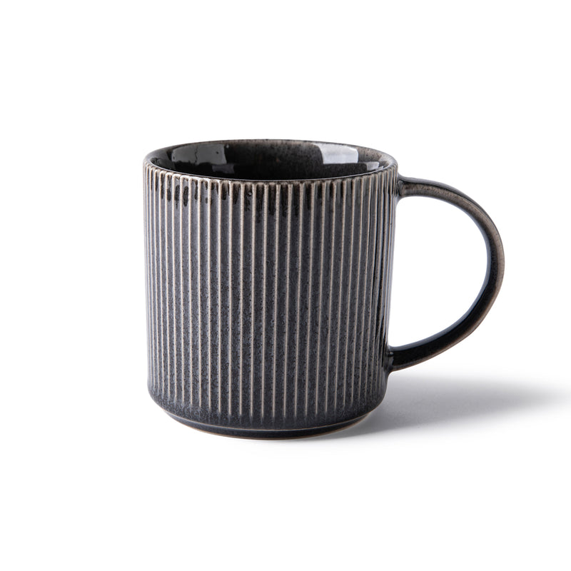 2 Mugs Grès Réactif D8.8Xh9Cm Charbon - Noir