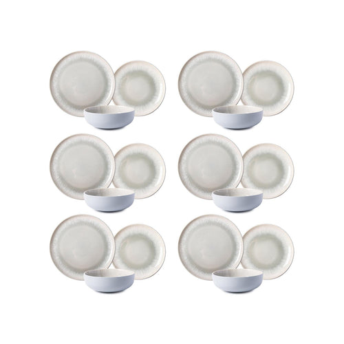 Iris Bleu Reactive Stoneware Table Service, 18 Pieces - Blue - Gray