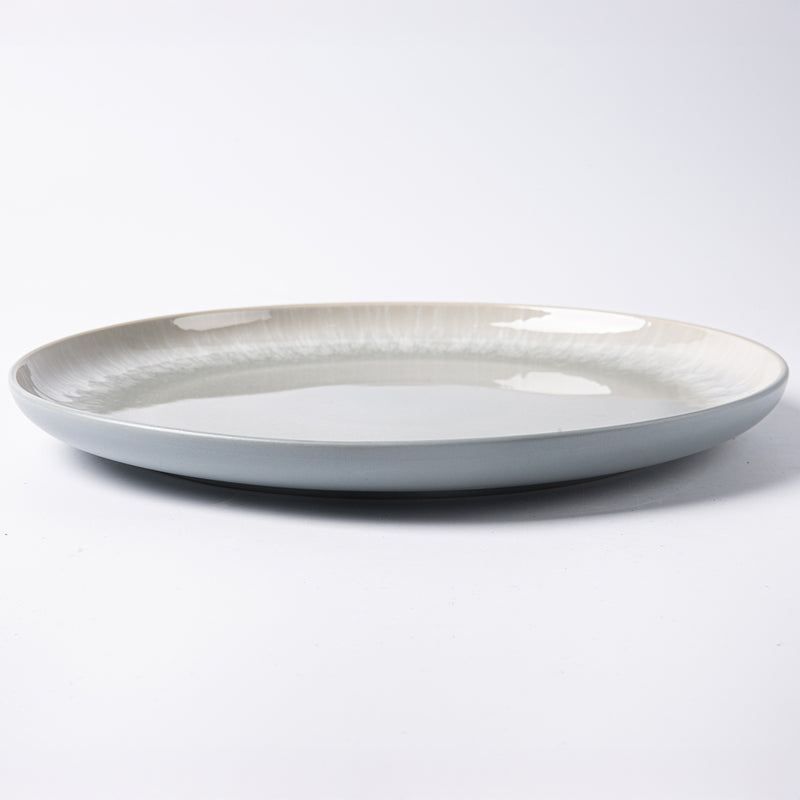 Service De Table En Grès Réactif Iris Bleu, 18 Pièces - Bleu - Gris