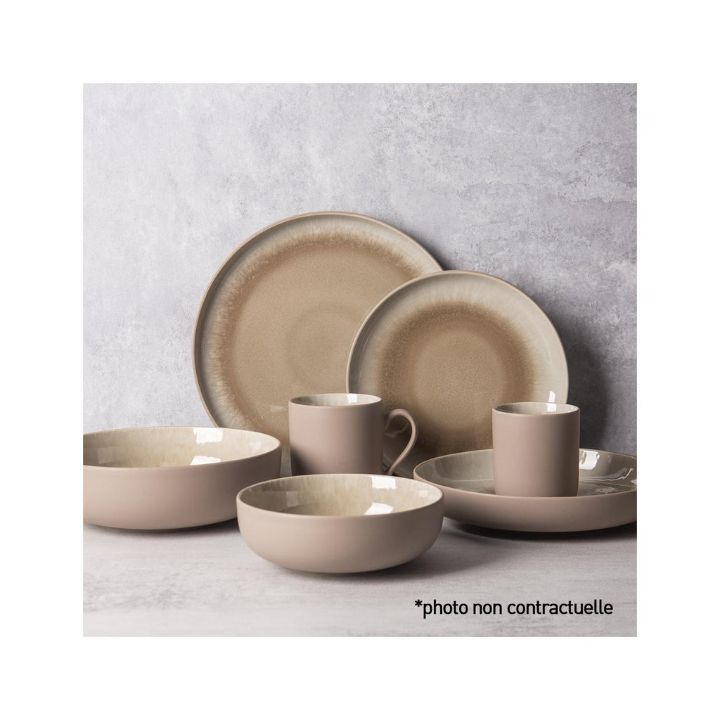 Iris Taupe - Vajilla de 18 piezas - Gres reactivo - Taupe