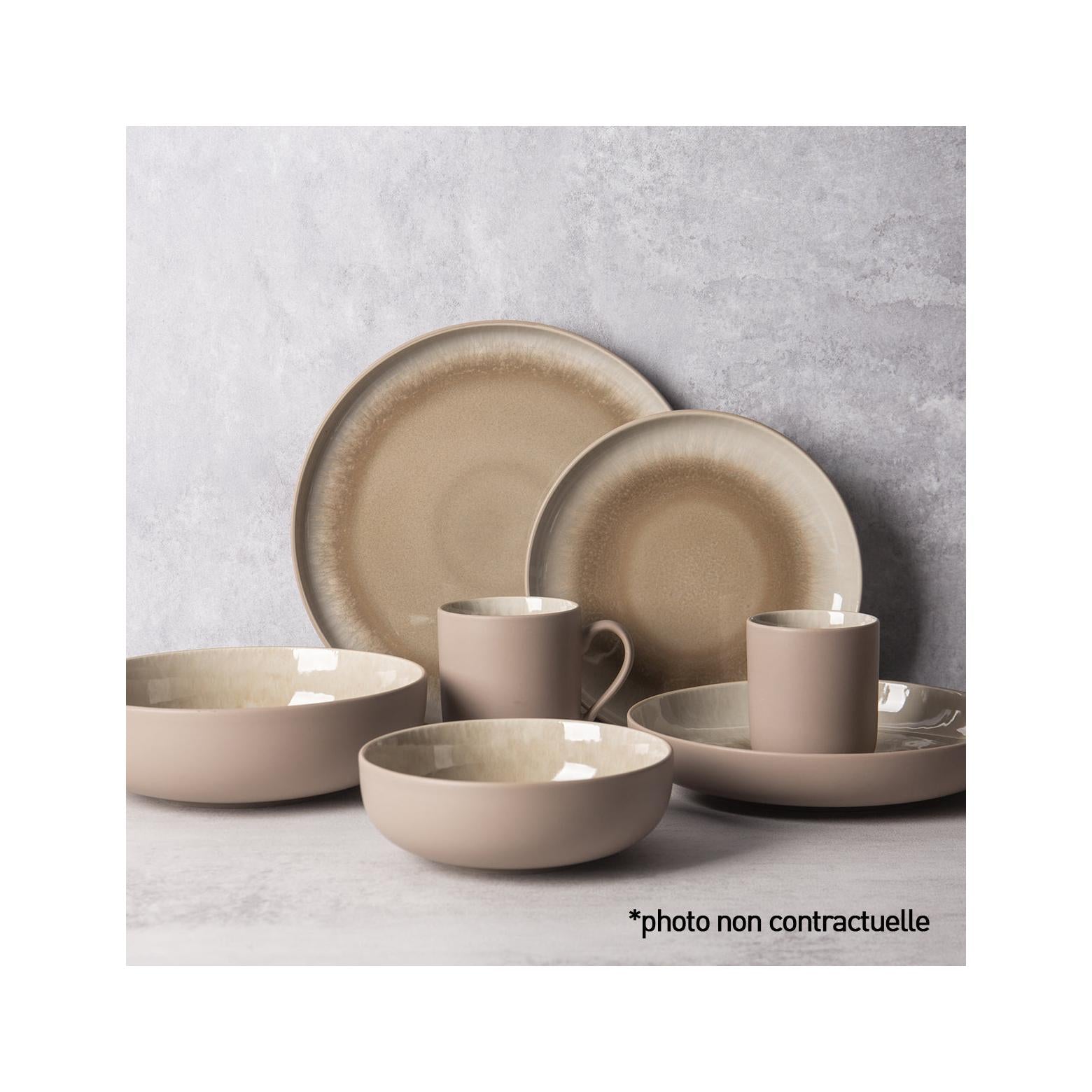 Iris Taupe - Vajilla de 18 piezas - Gres reactivo - Taupe