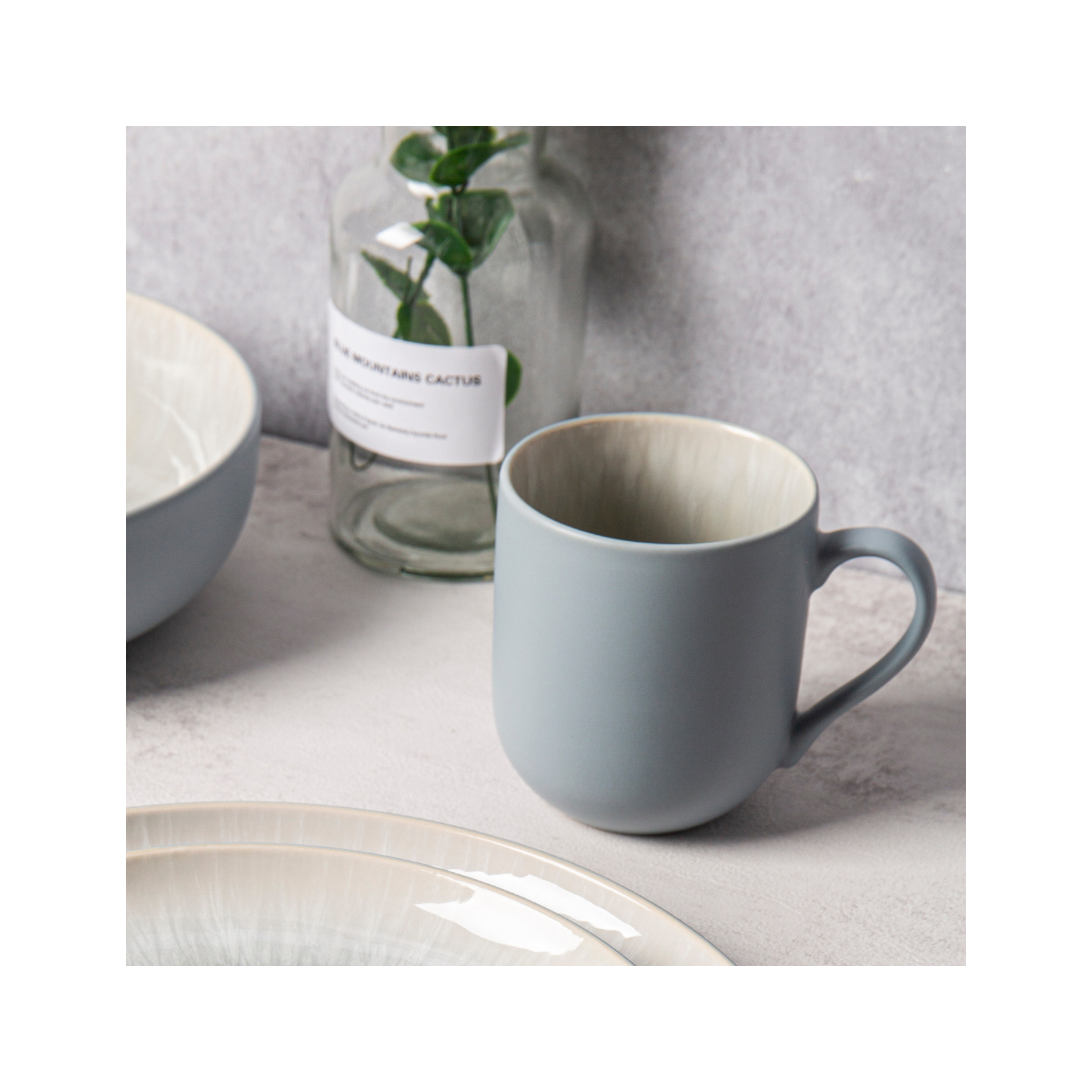 Iris Bleu - Juego de 2 Tazas - Gres reactivo - Azul