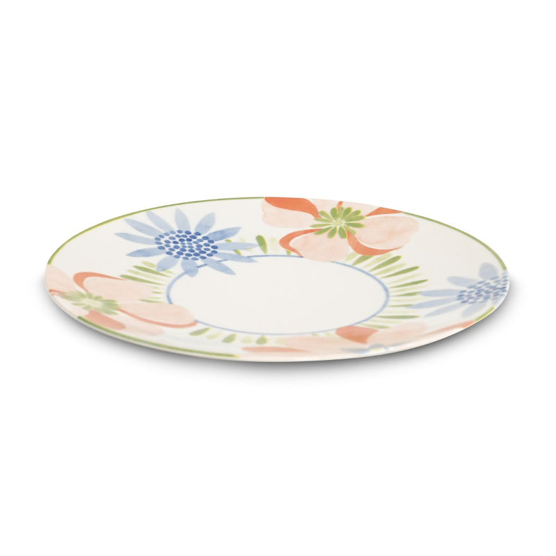 Service De Table 18 Pièces En Porcelaine 'Aube De Pivoine' - Rose/ Vert