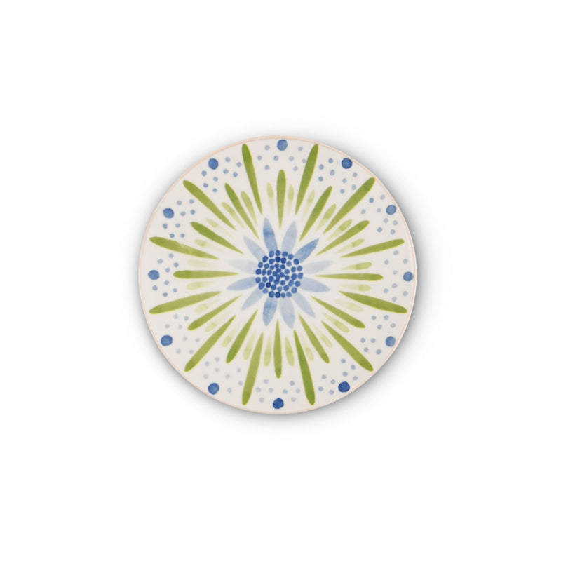 Service De Table 18 Pièces En Porcelaine 'Aube De Pivoine' - Rose/ Vert
