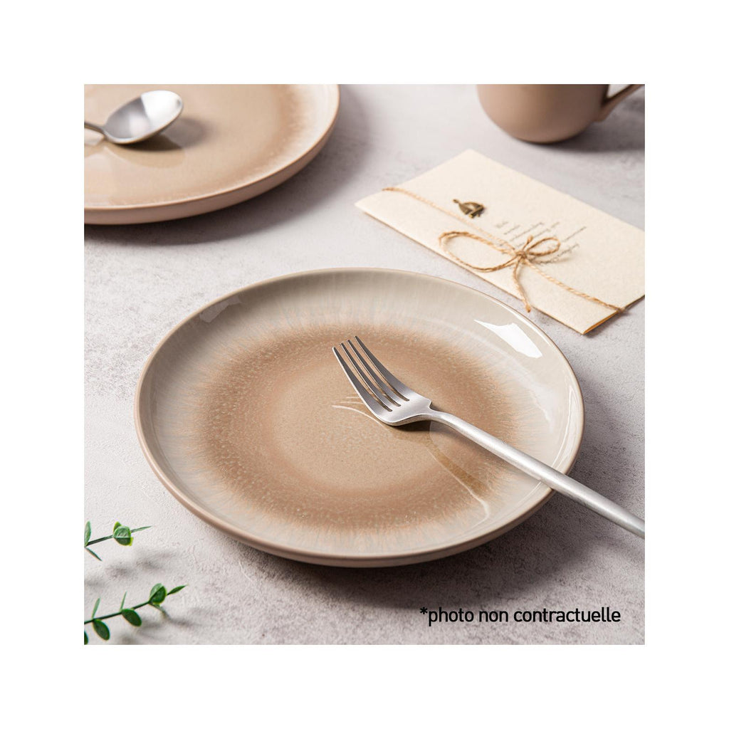 Iris Taupe - Servicio de mesa de 12 piezas - Gres reactivo - Taupe