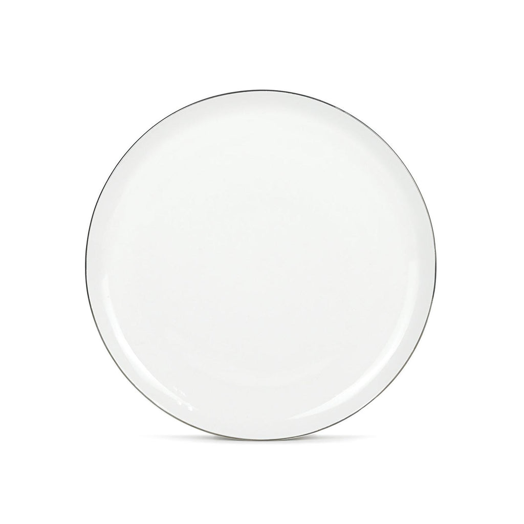 Sélène - Juego de 6 platos llanos - Porcelana - Blanco con adornos plateados