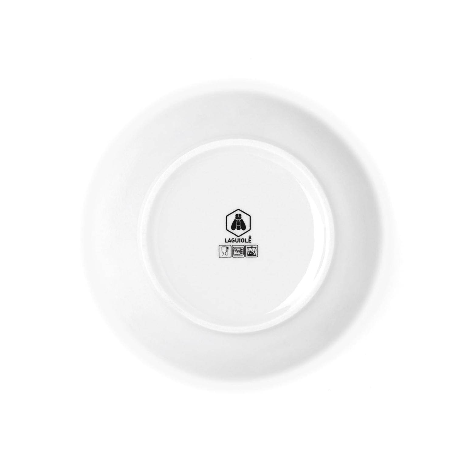 Sélène - Juego de 6 platos hondos - Porcelana - Blanco con borde plateado