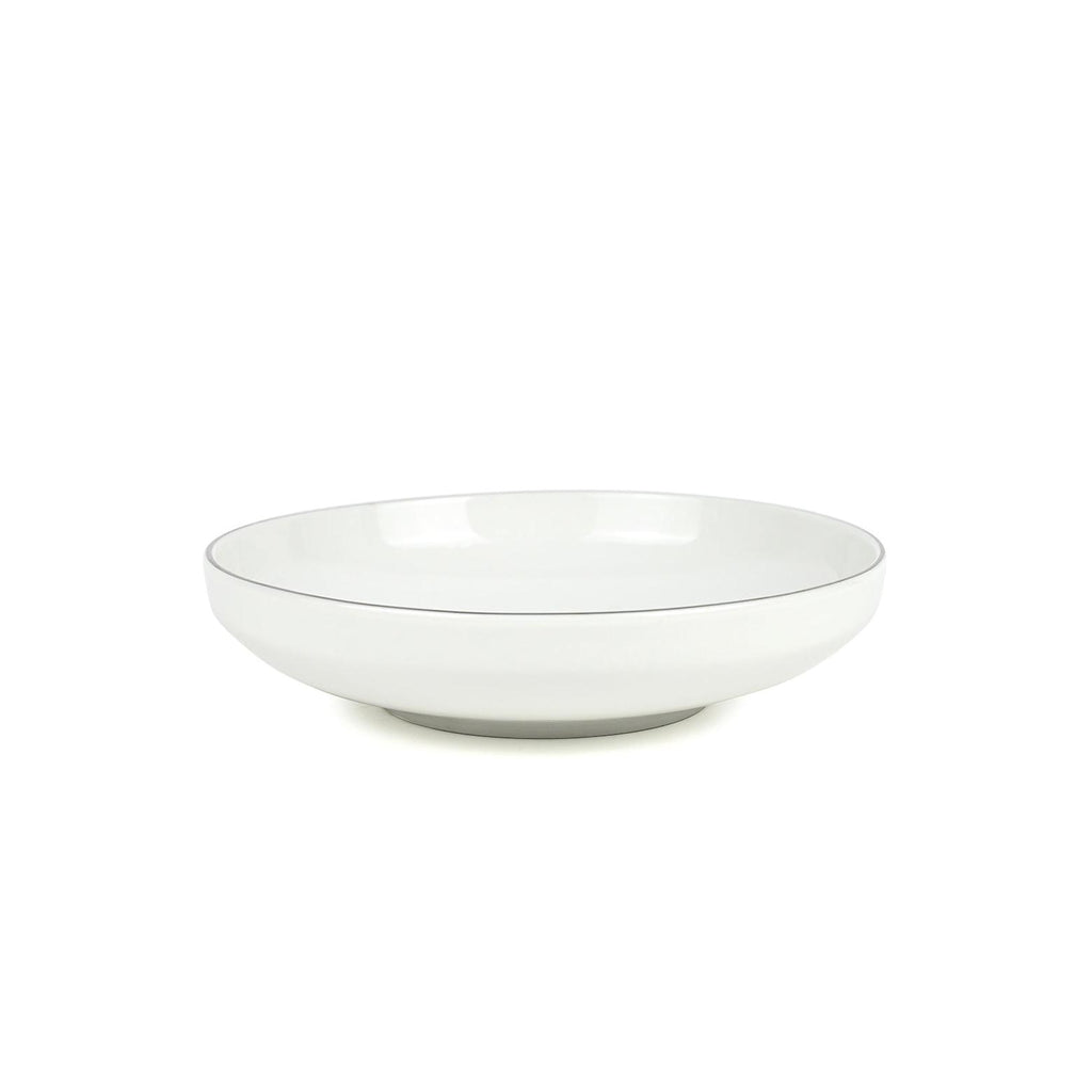 Sélène - Juego de 6 platos hondos - Porcelana - Blanco con borde plateado