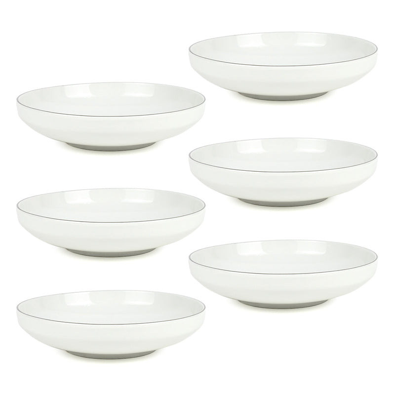 6 Assiettes Creuses Avec Liseré Argenté Sélène - Argente