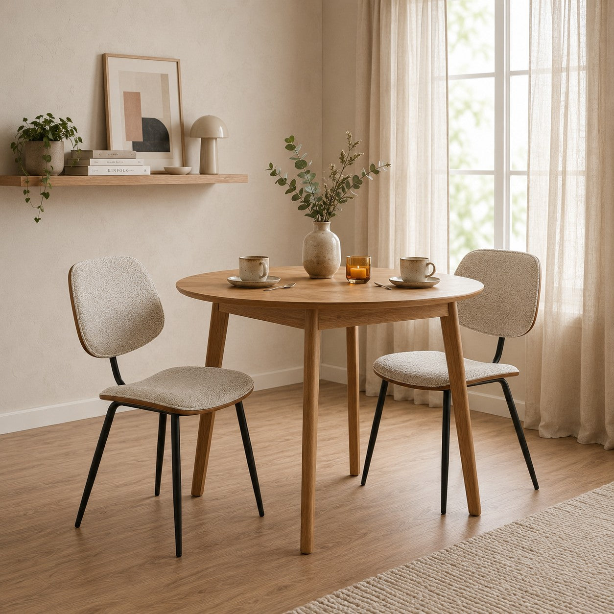 Onde - Conjunto de 2 Sillas - Tela - Beige