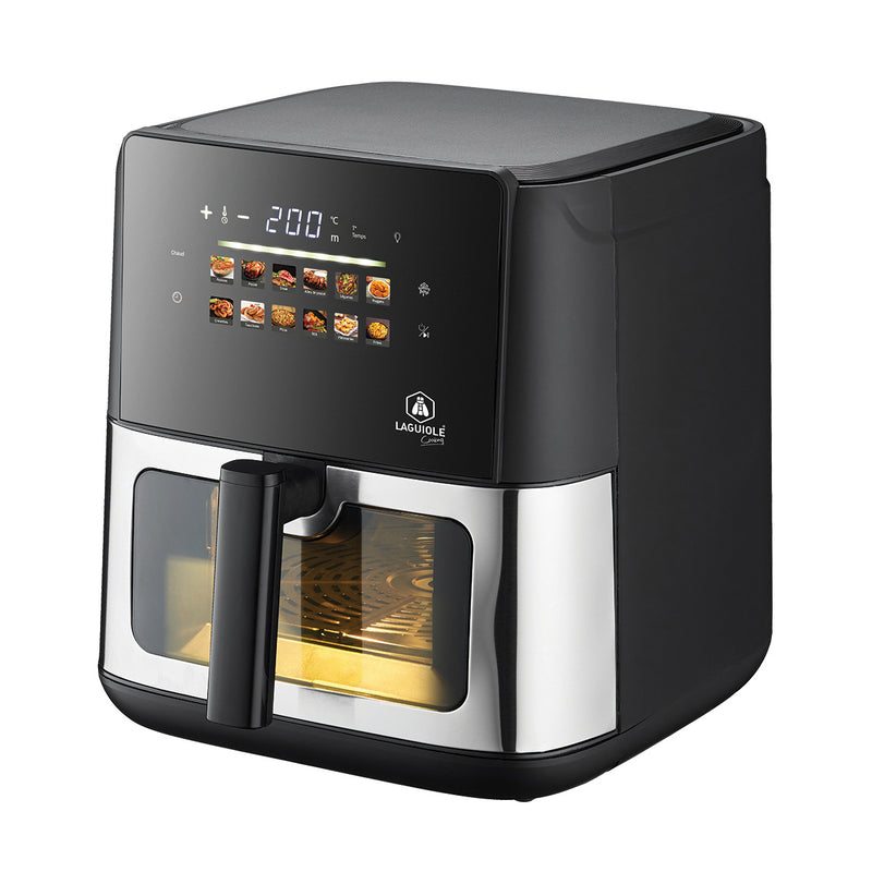 Friteuse À Air Chaud 8L 42X31X35Cm - Digital – Écran Tactile – 12 Programmes Automatiques - Inox / Noir