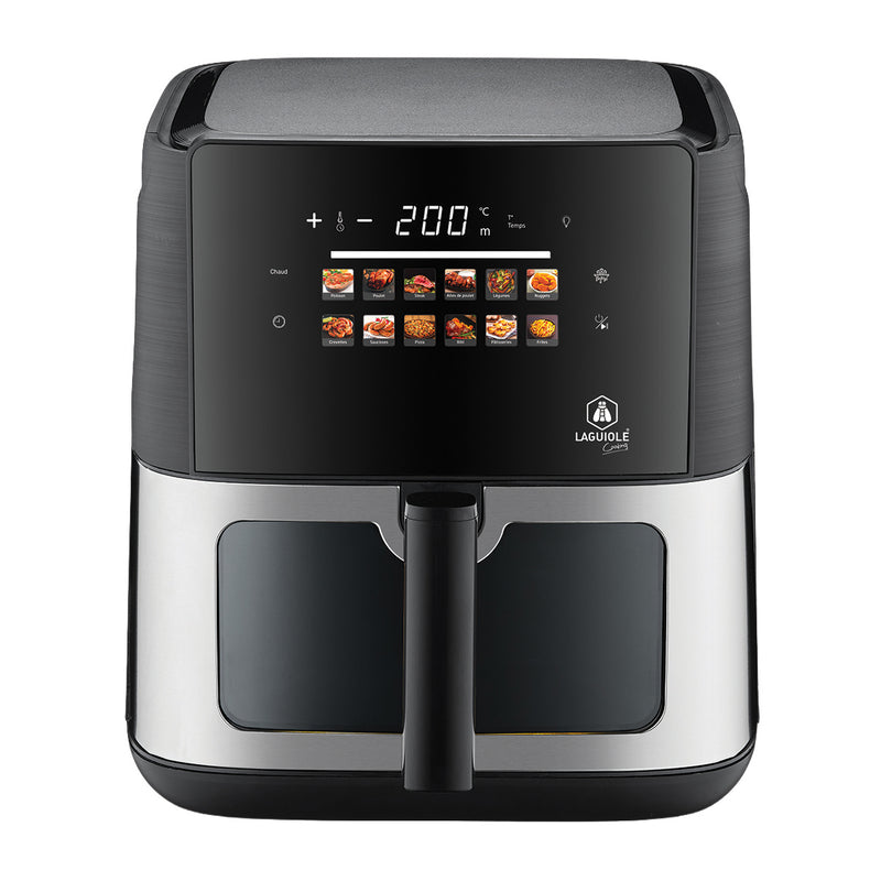 Friteuse À Air Chaud 8L 42X31X35Cm - Digital – Écran Tactile – 12 Programmes Automatiques - Inox / Noir