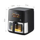 Friteuse À Air Chaud 8L 42X31X35Cm - Digital – Écran Tactile – 12 Programmes Automatiques - Inox / Noir