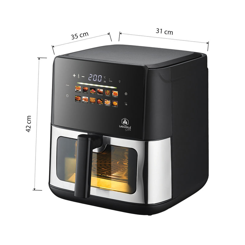 Friteuse À Air Chaud 8L 42X31X35Cm - Digital – Écran Tactile – 12 Programmes Automatiques - Inox / Noir