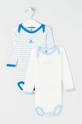 2 Bodysuits - Blue And White - Baby Girl