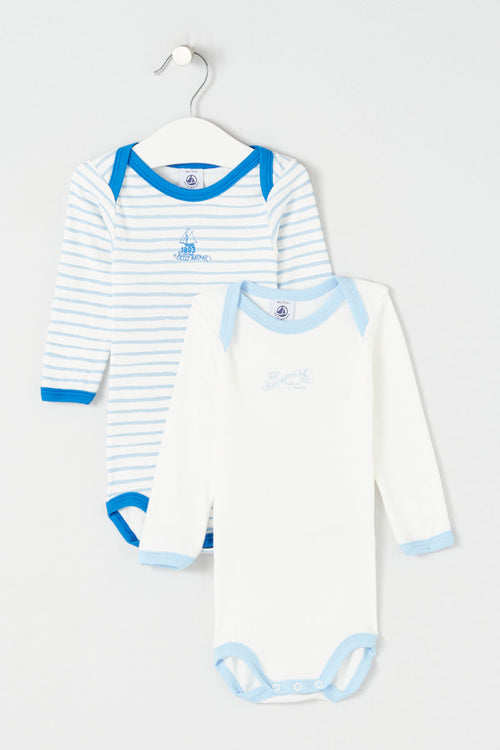 2 Bodys - Bleu Et Blanc - Bébé Fille