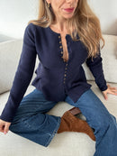 Pull Fin Péplum Albane Bleu Marine