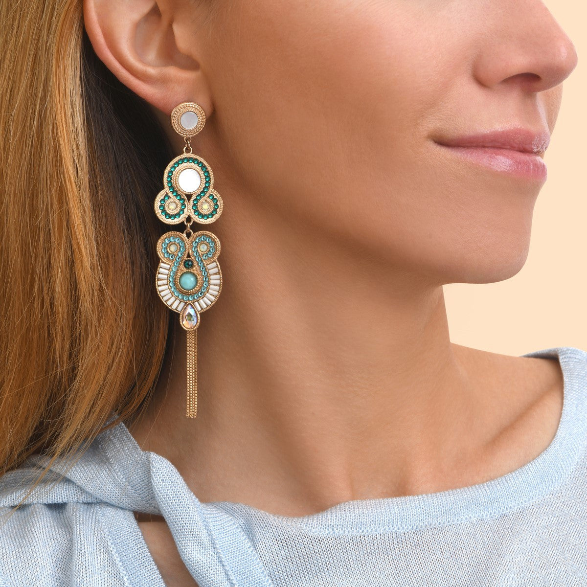 Pendientes Largos Con Perno Circus - Azules