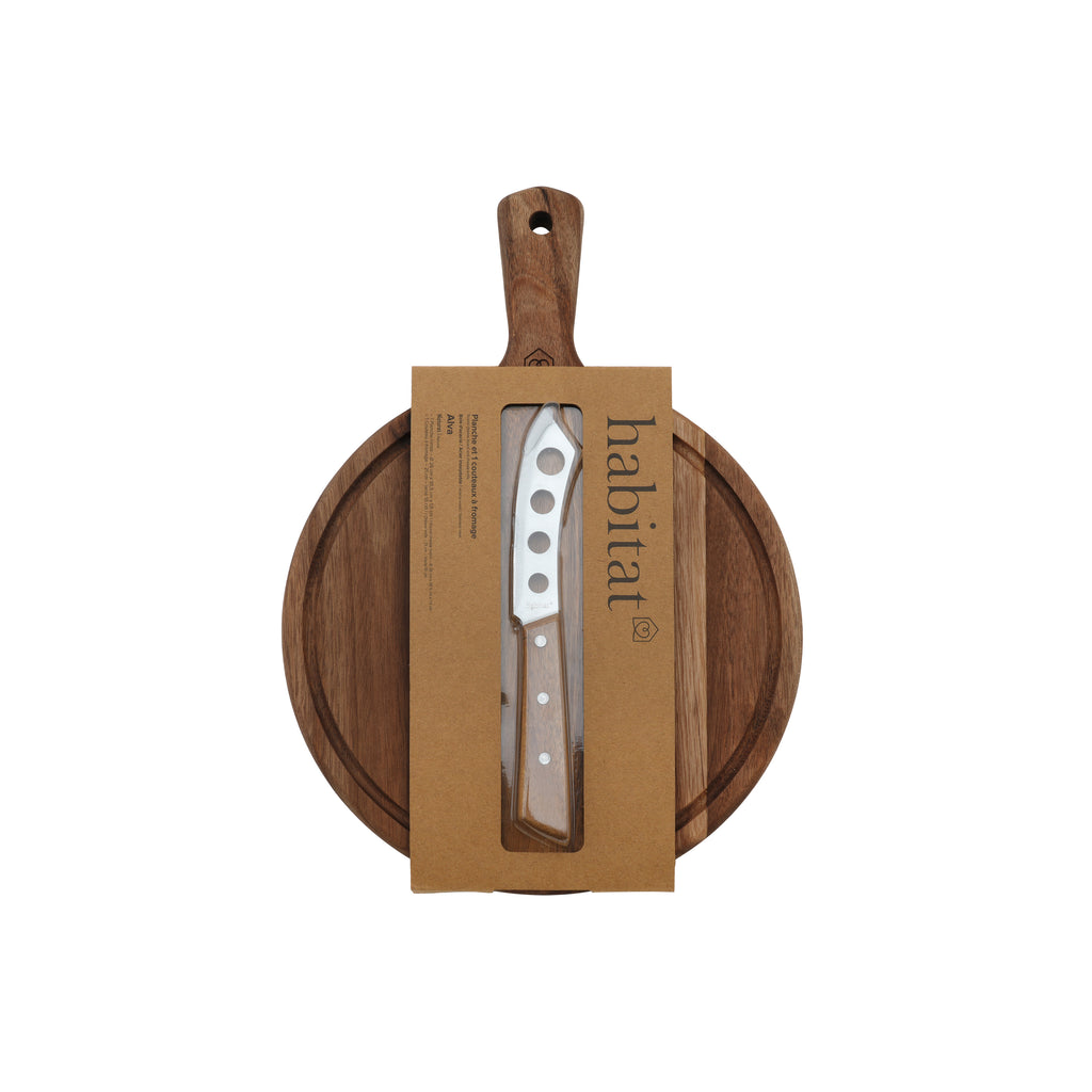 Alva - Planche Ronde & Couteau À Fromage - Bois