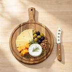 Alva - Planche Ronde & Couteau À Fromage - Bois