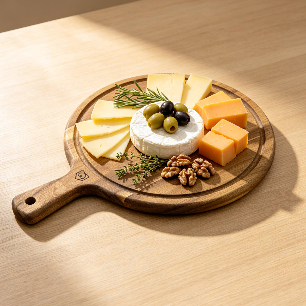 Alva - Planche Ronde & Couteau À Fromage - Bois