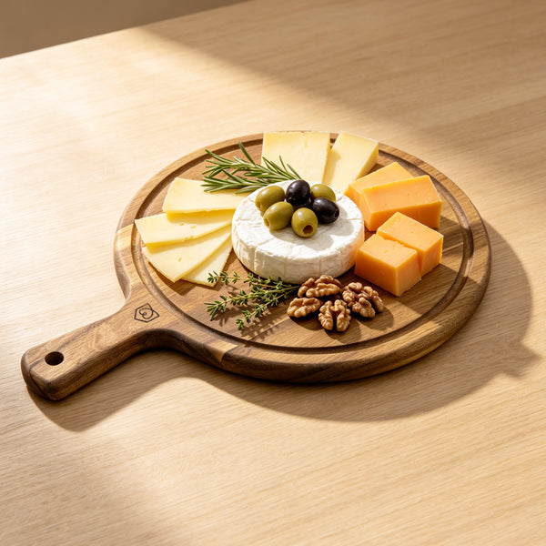 Alva - Tagliere Rotondo & Coltello Da Formaggio - Legno