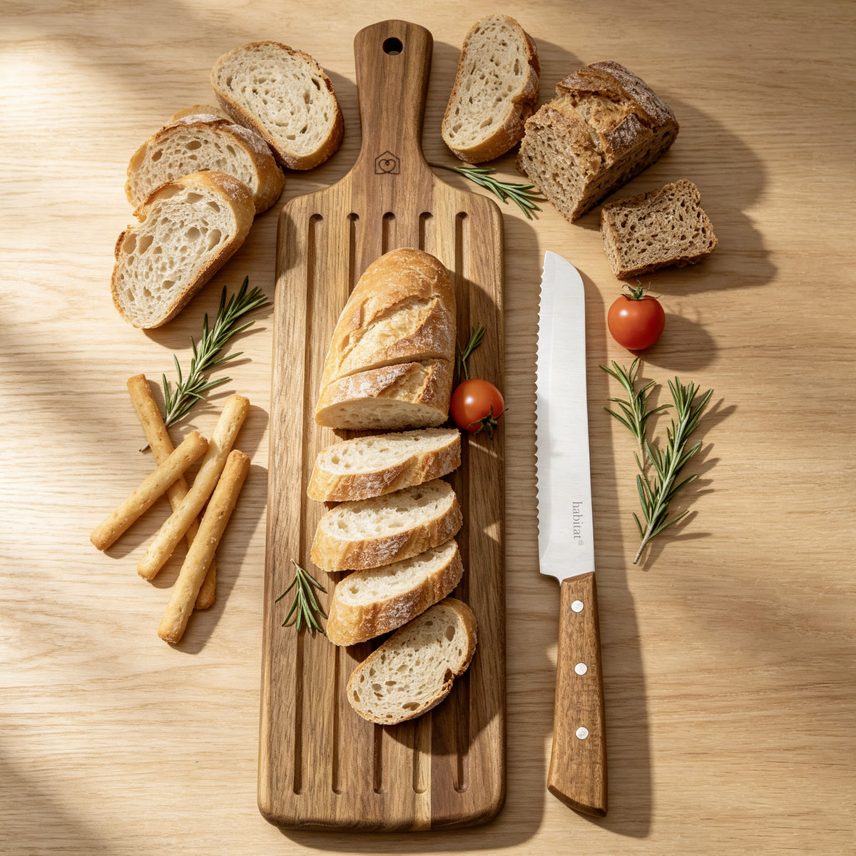 Alva - Broodplank & broodmes - Hout
