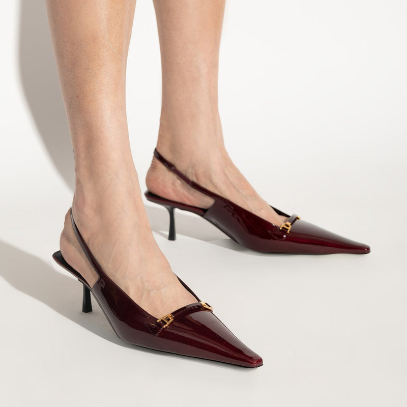 Escarpins - Saint Laurent 'Carine' Leather Slingback - Burgundy