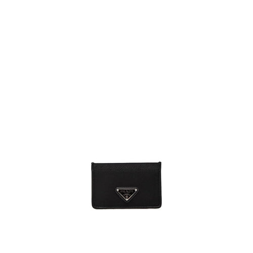 Porte-Carte Prada Nylon And Leather - Femme - Black
