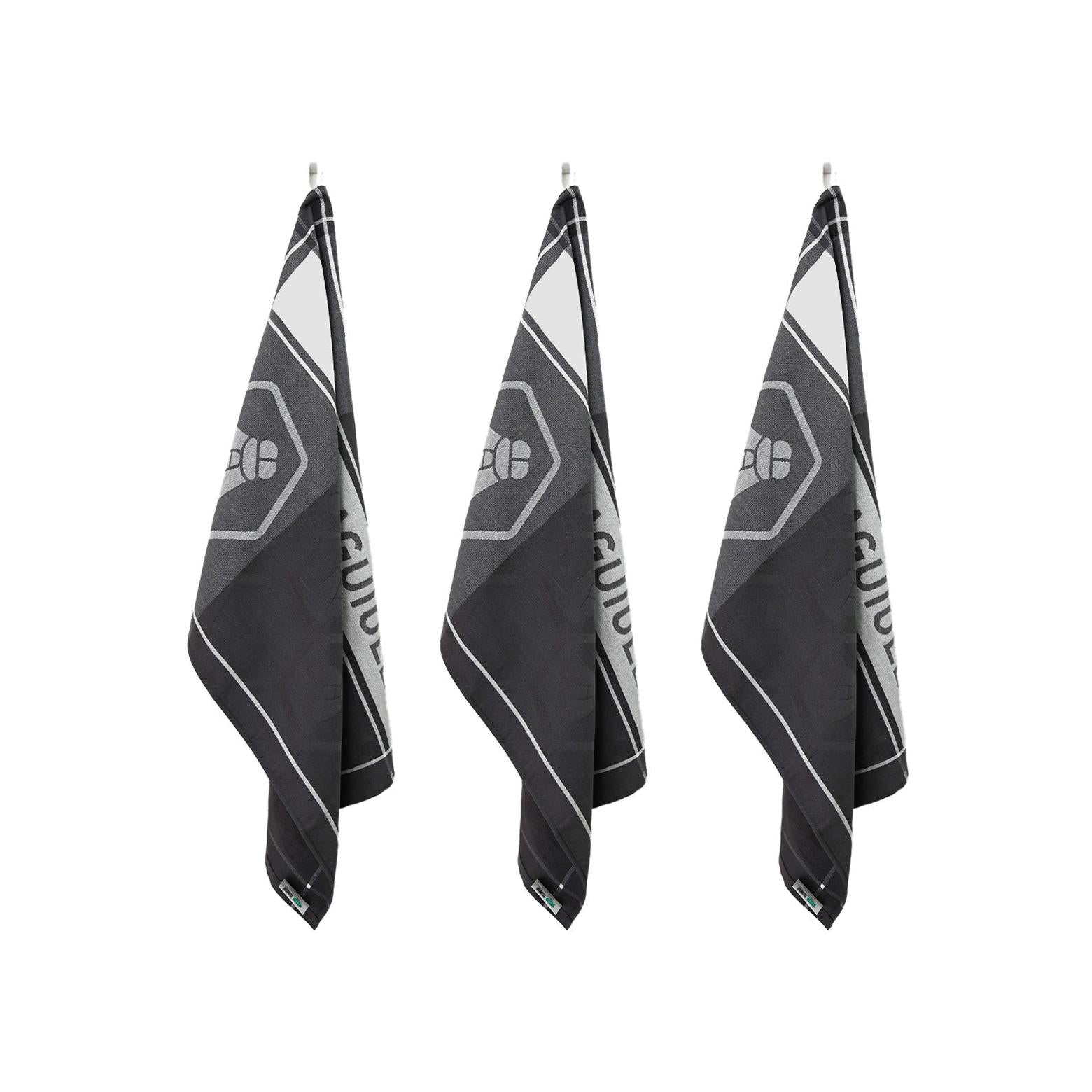 Miel - Juego de 3 paños de cocina Jacquard - Algodón - Negro