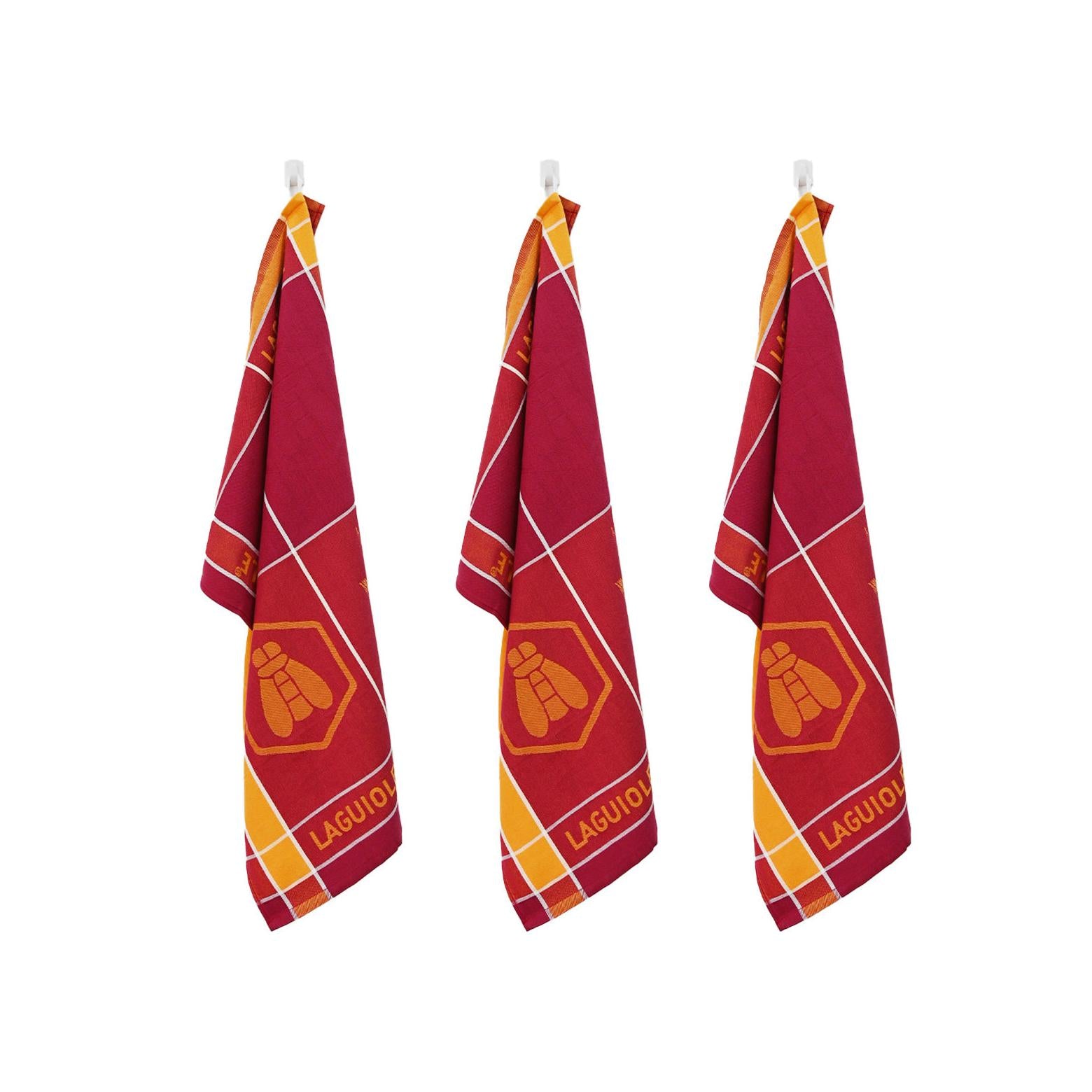 Tartan - Juego de 3 paños de cocina Jacquard - Algodón - Naranja