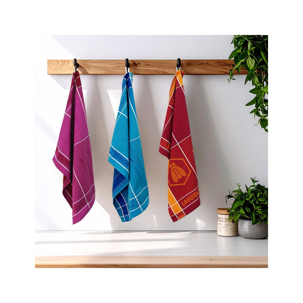 Tartan - Juego de 3 paños de cocina Jacquard - Algodón - Naranja