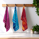 3 Torchons Jacquard "Collection Tartan" 50X70Cm Orange